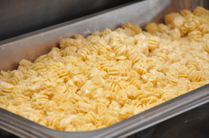 Bubbly baked cheese-filled delight, ready to be squeezed into meatballs for Hide 'n Seek Mac 'n Cheese.