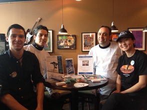 Tim McBeth (far left) and Emily Stabile (far right) from Rock 'n’ Joe are joined by two members of Opportunity Project