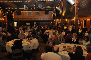 Guests enjoy the first course of antipasto, served up family-style.