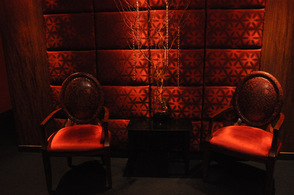 The red-themed Reflections Spa at Crystal Springs Resort; apropos for Valentine's Day.