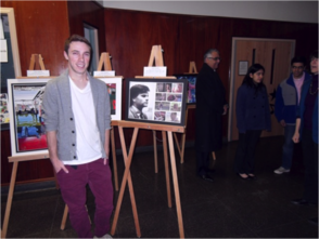 Jake Olsen (senior) standing next to his work of art