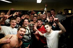 Fans storm the lockerroom