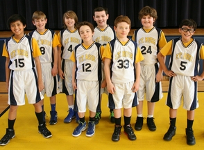 St. Rose of Lima Academy’s sixth grade boys basketball team (left to right): Rafael Alba, James Bristol, Blaise Willson, Cullen Wolff, Adam Porfiris, Liam O’Neill, David Laskowski, Dominic Ragno.