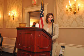 Tammie Horsfield, President of the Sussex County Chamber of Commerce, addresses the crowd.