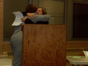 Andrea Lo receiving the award from Helene Bergman