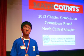 MMS 8th grader Kevin Lin took first place overall both in his score for the competition and in the countdown round.