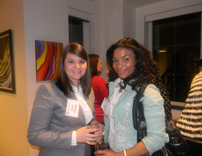 Julia Gibson (right) who is on the board of the Arts Council with an attendee
