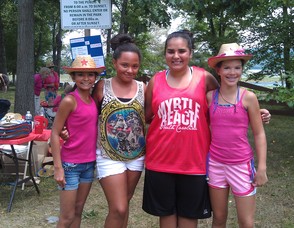 Stanhope girls show their spirit. (From left to right) Emily Araujo 11, Faith Jenkins 11, Amanda Araujo 15, Lindsay Schwartz 11.