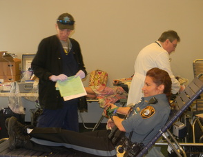 Someone giving blood