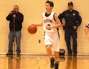 Driving down the court