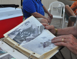 Sam Hoagland shows photos of the original engineer of "Golden Years" formerly named "Skanendowa".