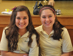 Kathryn and Madelyn Le Frois, both age 14, helping out at the event.