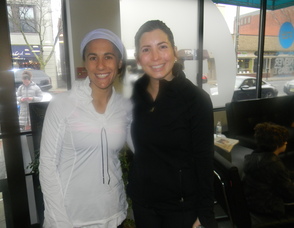 Jill Port (left) who introduced Glass to a friend who she interviewed and videoed