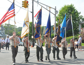 The start of the parade on Spring Street.