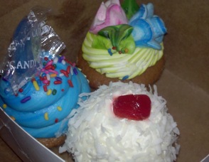 A trio of cupcakes I brought home from Supreme Bakery.