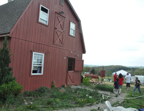 Participants walking around the farm.
