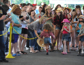 Little Miss Daisy Dukes, and Daisy Dukes, with the excited crowd.