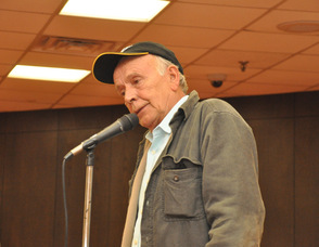 Resident Steve Kelmer approaches the council about Diller Avenue.