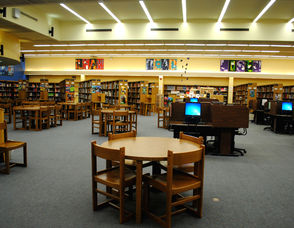 Student and parents are taken to the LMC while on the tour and shown the amount of technology and materials supplied to meet the needs of WOHS students.