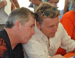John Schneider and Bill McConnely pow wow on the judges panel.