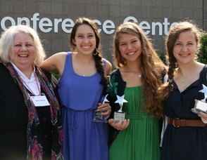 L to R: Kerry Butch, Executive Director, League of Women Voters of New Jersey, Sammi Siegel, Elena Tsemberis, Emma Axelrod