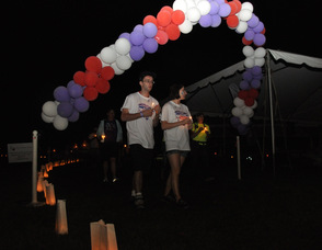 Walkers make their way along the path.
