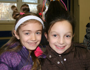 Students with crazy hair on Crazy Hair Day