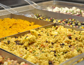 Curried cauliflower in the grain bar.