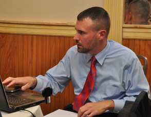 Lou Crescitelli, Sussex County Young Republicans Vice-Chair, monitors results from his laptop.