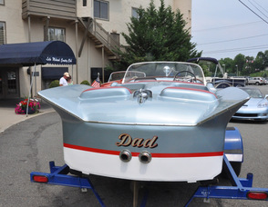The exterior of "Dad" a 19-foot Silver Arrow Chris Craft.