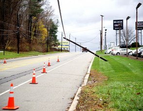 A utility pole down on Route 23 in Wantage.