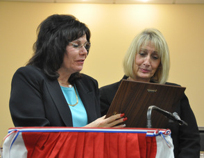 Jamie Bernard, Executive Director of DASI, with Hopatcong Mayor Sylvia Petillo.