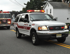 Byram Township Fire Department drives in the parade.