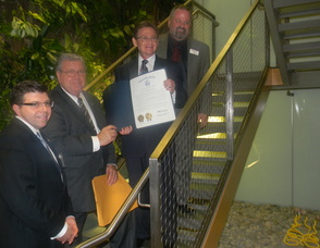 Assemblyman Anthony Bucco, his father Senator Anthony Bucco, President of the Arts Council, Alan Levitan and Executive Director of the organization Tom Werder 