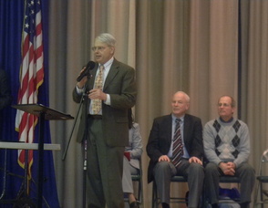 Summit Superintendent Nathan Parker speaking to the students
