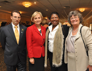 Lieutenant Governor Kim Guadagno with Samuel K. Burlum of Extreme Energy Solutions, Beverly White of BKW Transformations Group, and Sussex County Republican Committee Chairwoman Ailish Hambel.