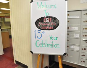 Sign introducing D&H Alternative Risk Solutions' event.