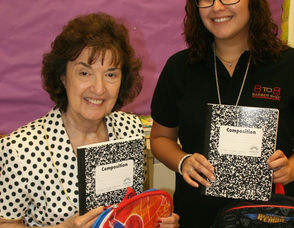 Marie DeMaio, Principal of Washington Elementary School, and Brittany Matos of 8 to 8