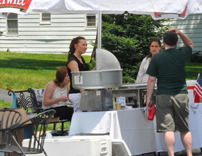 Bell's Mansion on the street serving Pierogies and Kielbasa.