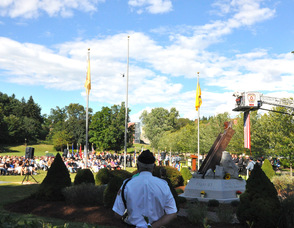 A view of the crowd, and New Jersey State Police Helicopter.