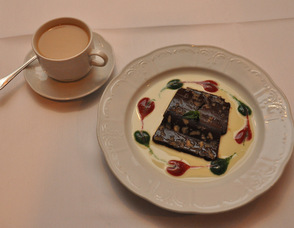 Dark Chocolate Pecan Terrine with Creme Anglaise at the Black Forest Inn.