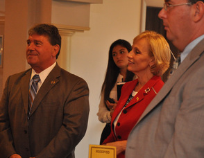 Assemblyman Gary Chiusano stands by Lieutenant Governor Kim Guadagno.