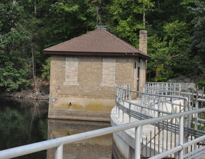 The reservoir on August 22, when water was 20-inches below the spillway.
