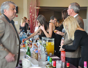 Guests sample various spirits at the event.