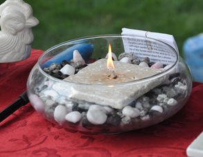 Candles made out of stone sold at the event.