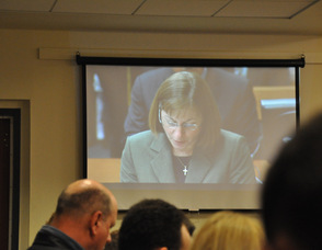 Jane Clementi reads from her statement.