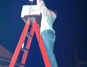 Jennie Traill Schaeffer painting at night.