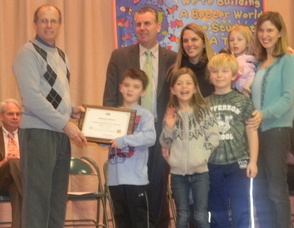 Students and teachers from the Jefferson School receiving the Silver award