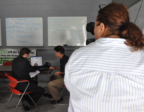 Zaida Collazo films Samuel K. Burlum, and Brian Thomas.