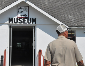 Parker Space walks into the museum.